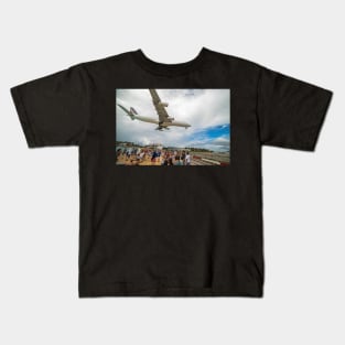 Duck... Landing Over Sunset Beach Saint Martin Caribbean Kids T-Shirt